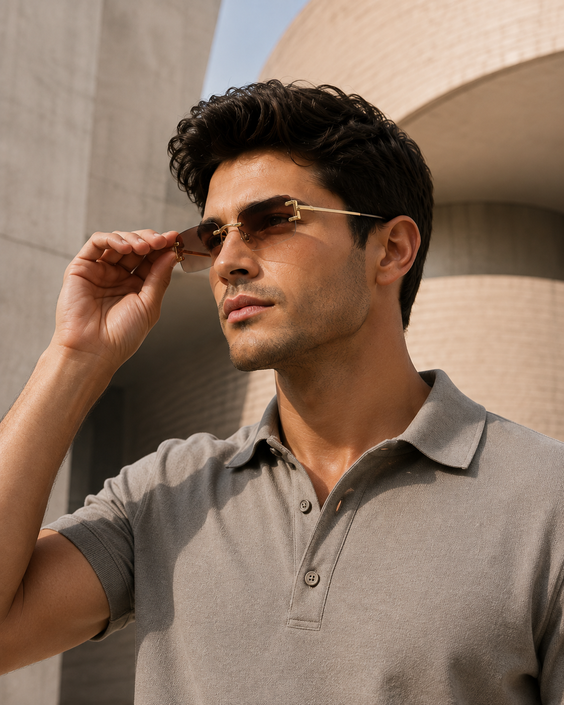 AUREN Crystal Formentera | Square Rimless – UV400 Timeless Eyewear